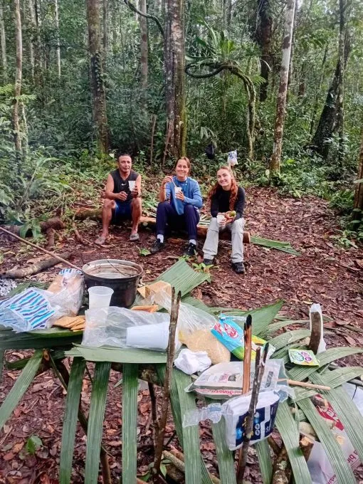 An expedition meal prepared deep in the Amazon forest